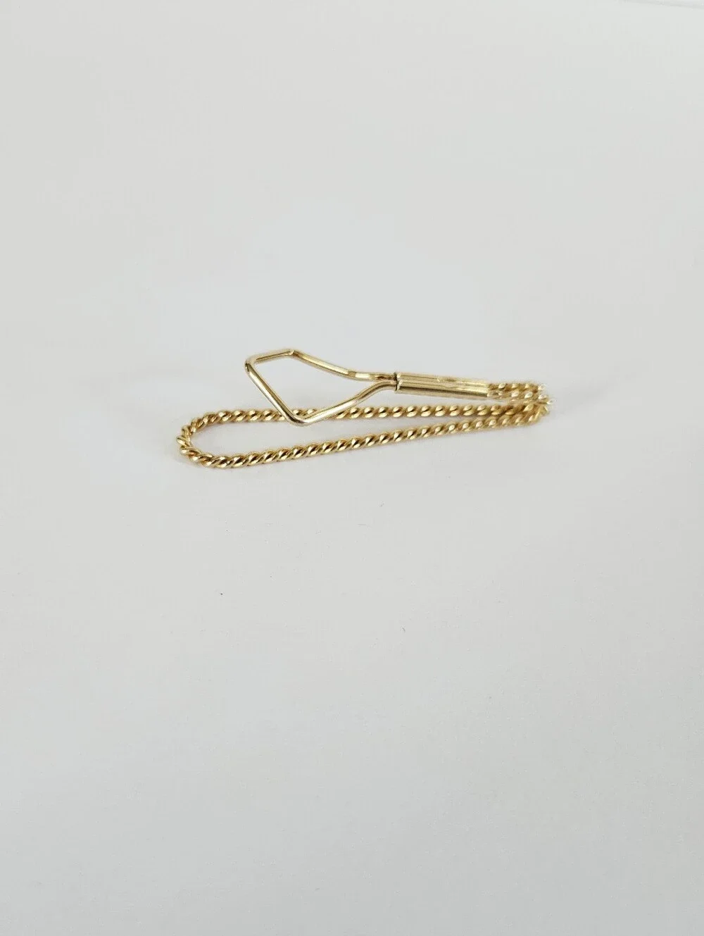 Vintage Polished Gold Tone Twist Detail Slide On Bar Tie Slide Clip - Money Clip